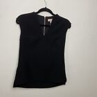 ted Baker Size 1 UK 8 black fitted sleeveless structured Paysy top v neck career