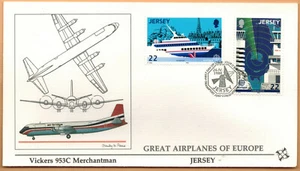 Fdc 1°Jour-Jersey-Europa Cept-Vickers 953c Merchantman-Aviation-Timbre.Yv.429/30 - Imagen 1 de 1
