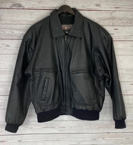 INXS Giubbotto Bomber Uomo Nero Completo Cerniera Foderato Tasche Collo 100% Pelle M - Foto 1 di 7