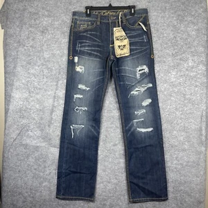 Antik Denim Men’s Jeans NWT Destructed Straight Cut Blue Factory Size 34 - Picture 1 of 20