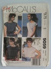 VINTAGE Mc CALL'S #9059 MISSES SIZE 10 Pullover SHIRTS BLOUSES TOPS PATTERN