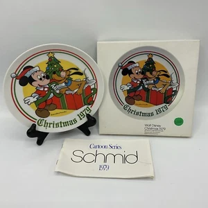 Walt Disney Christmas Plate Vintage 1979 First Edition 7.5" Mickey Minnie Pluto - Picture 1 of 5