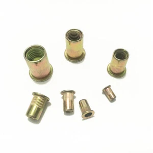 30-200pcs M3 M4 M5 M6 M8 M10 M12 Carbon Steel Flat Head Rivet Nut Insert Rivnut - Picture 1 of 6