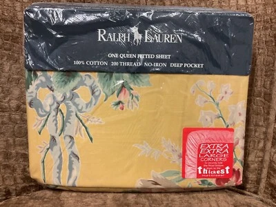 Новый нераспакованный Ralph Lauren Evelyn Yellow Queen простыня на резинке очень глубокая резинка - Изображение 1 из 4