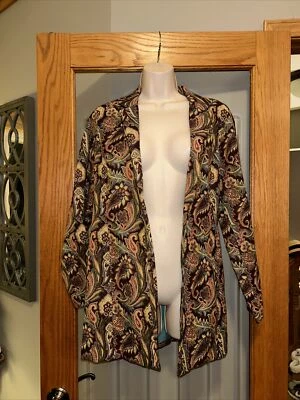 Vintage Norm Thompson Women’s Paisley Blazer Size Small Brown Tapestry Look Foto 1 de 4