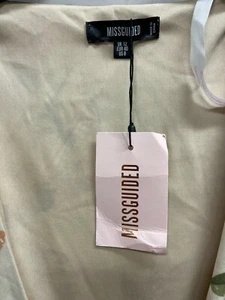 Missguided Midi Dress Womens Size 8 Nude Floral Short Sleeve Wrap Overall - Picture 1 of 6