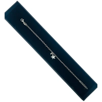 bracciale argento anallergico 925 catena stella luna zircone regalo donna - Immagine 1 di 4