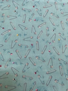 Saftypins And Push Pins Fabric - Retro Butterick By Fabric Traditions - BTY - Picture 1 of 4