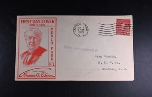 Jun 5 1929 FDC USA Scott # 654-1  Roessler Cachet VF Cover T. Edison 2c Stamp - Picture 1 of 2