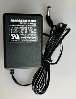 Cargador de Batería Original Craftsman E-81204 120VAC Entrada, 6VDC 500mA Salida Foto 1 de 4