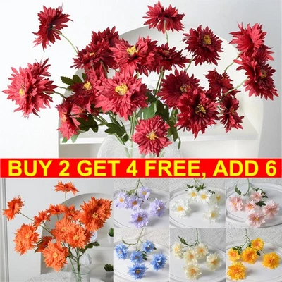 Gerbera seta 5 teste fiori artificiali margherita finta matrimonio decorazione casa giardino - Immagine 1 di 4