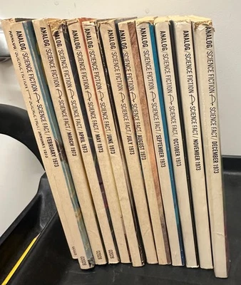 Analog Science Fiction and Fact Magazine 1973 Set of 12 Magazines Full Year - Image 1 of 4