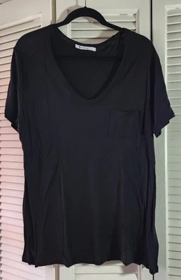 T Alexander Wang Tissue Weight Oversized Scoop Neck Tee Black Large - Image 1 of 4