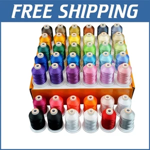 1000M Polyester Embroidery Thread Kit - 42 Spools Including Extra Black & White - Picture 1 of 8