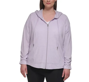 Calvin Klein Performance Felpa con cappuccio e zip a maniche increspate, Xs-3X - Orchidea - Foto 1 di 4