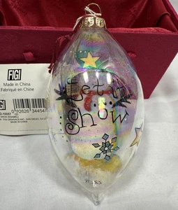 Vintage Knotts Berry Farm Let It Snow umgekehrt bemalt Glas Weihnachtsschmuck 2001 - Bild 1 von 15