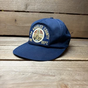 Vintage Los Angels Court Fire Department Blue Patch Snapback Trucker Hat Cap USA - Picture 1 of 9