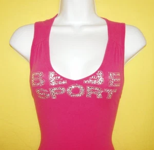 "RARE" BEBE SPORT SWAROVSKI CRYSTAL RHINESTONE LOGO TOP STRETCHY SIZE SMALL - Picture 1 of 18