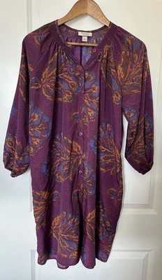 Tucker женское платье большой кнопка спереди туника фиолетовый цветочный богемное шик легкий - Изображение 1 из 4