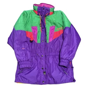 Nevica Vintage 80s 90s Neon Colourblock Ski Jacket UK38L USA12 Retro Apres USED! - Bild 1 von 13