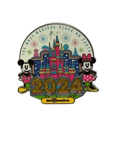 The Most Magical Place On Earth 2024 Castle Mickey And Minnie Mouse Pin - Picture 1 of 2