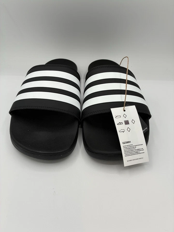 Size 11 - Adidas Adilette Comfort Slide Sandals Core Black Cloud White GZ5891