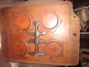 Vintage Hard Wood Floral Pattern Wood Pipe Flange Covers Arts Crafts Home Decor - Picture 1 of 4