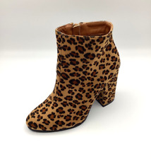 Womens Ladies Leopard Print Mid Heel Winter Shoes Ankle Boots Size UK 3 New