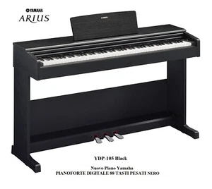 YAMAHA Arius YDP 105 BLACK NUOVO PIANOFORTE PIANO DIGITALE 88 TASTI PESATI NERO - Foto 1 di 11