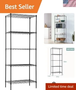 Sturdy 5-Tier Metal Commercial Shelf - Adjustable Storage for Kitchen & Garage - Picture 1 of 9