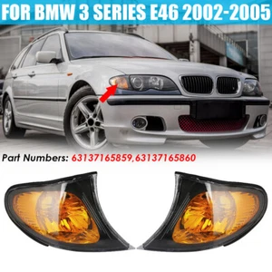 Pair Sedan Wagon Amber Park Turn Signal Corner Lights For BMW 3 Series E46 02-05 - Picture 1 of 9