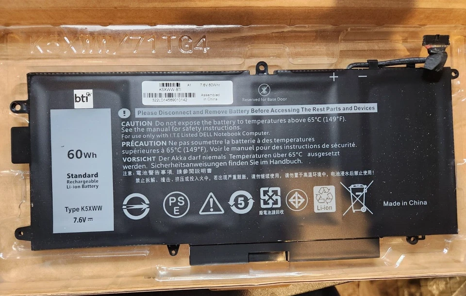 Battery Technology Inc. K5Xww-Bti Li-Ion 4 celdas 7,6 V Foto 1 de 3