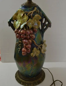 ART NOUVEAU HELIOSINE WARE RSTH ZSOLNAY AMPHORA IRIDESCENT LAMP - Picture 1 of 12