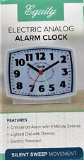 Electric Analog Alarm Clock Equity White Case Lighted Dial Snooze 33100