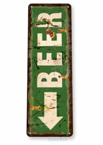 INSEGNA LATTA BIRRA THIS WAY 11X4 BAR PUB AZIENDA BIRRA ALCOLICI TAVERNA FRECCIA - Foto 1 di 1