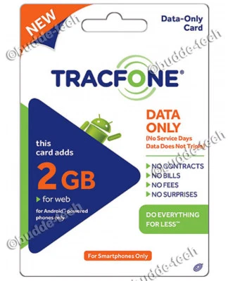 TracFone 2 GB DATOS solo recarga para teléfonos inteligentes iPhones Android Samsung sin minutos Foto 1 de 4