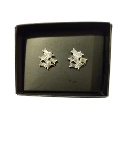 AVON Baguette Cluster Stud Earrings Silvertone 1/2"L - Bild 1 von 2