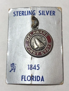 Dije Esmaltado Estado de Delaware Vintage Años 60 PLATA ESTERLINA - Nuevo Stock Antiguo - Imagen 1 de 2