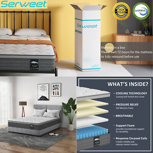 Twin Full Queen Size Spring & Gel Memory Foam Mattress With More Pressure Relief
