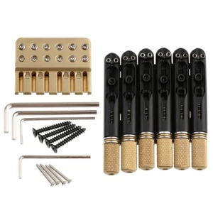 Set 6 String Headless Guitar Bridge & Brass String Lock - Picture 1 of 9