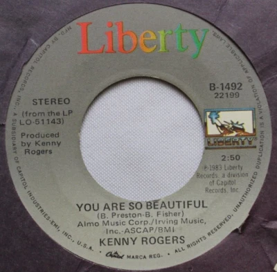 KENNY ROGERS YOU ARE SO BEAUTIFUL / WE'VE GOT TONIGHT 45 7" JUKEBOX RECORD - Image 1 of 2