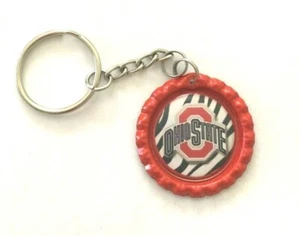 Ohio State Buckeyes Bottle Cap Keychain on silvertone keyring - Picture 1 of 1
