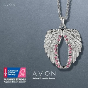 Avon Pink Hope Wings of Courage Necklace  - Picture 1 of 1