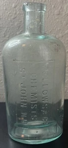 VTG Antique Fellows & Co Chemists St John N.B Blue Glass Medicine Bottle 8" - Picture 1 of 10
