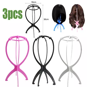 3pcs Wig Display Mannequin Head Hat Cap Hair Holder Foldable Stable Tool Plastic - Picture 1 of 12