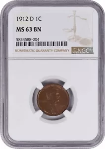 1912-D Lincoln Cent MS63BN NGC - Picture 1 of 2