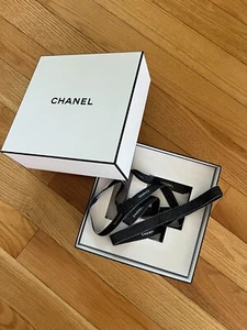 Authentic Chanel White Empty Perfume Gift Box 8.75”x8.25”x4” & Gift Ribbon 60" - Picture 1 of 3