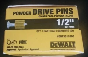 DeWalt Powder Drive Pins 1/2 inch  #DDF3011000 NEW Box Of 100 - Picture 1 of 3