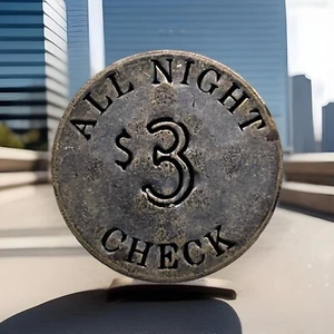 1960’s The China Doll Dodge City Bordell All Night Check 3$ Token - Bild 1 von 2