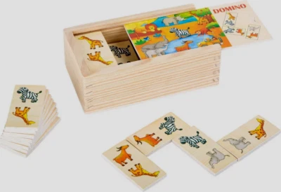 LEGLER Holzspielzeug Domino Safari in Holzbox Kinder ab 3+ "small foot" Anlegespiel